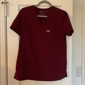 Figs burgundy scrub top